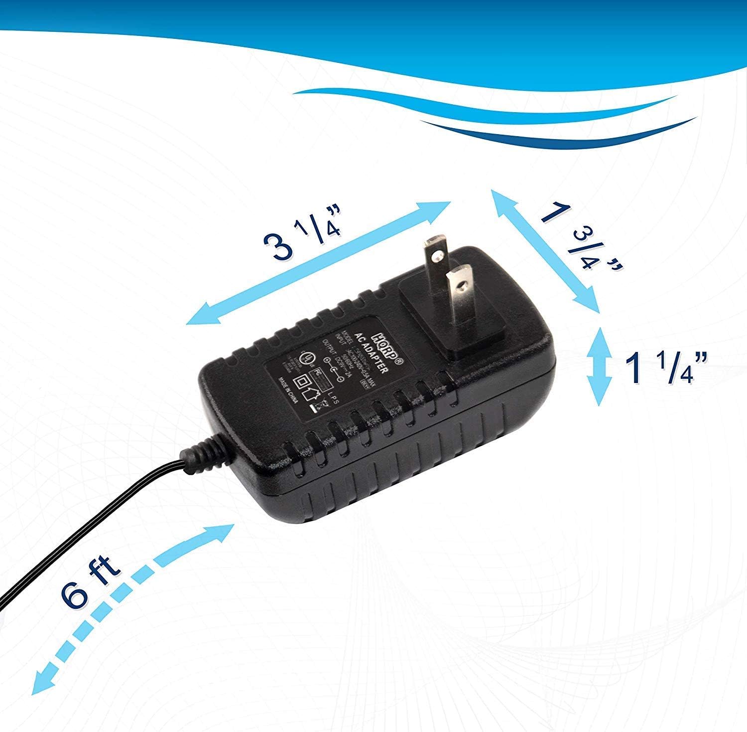 HQRP AC Adapter dimensions