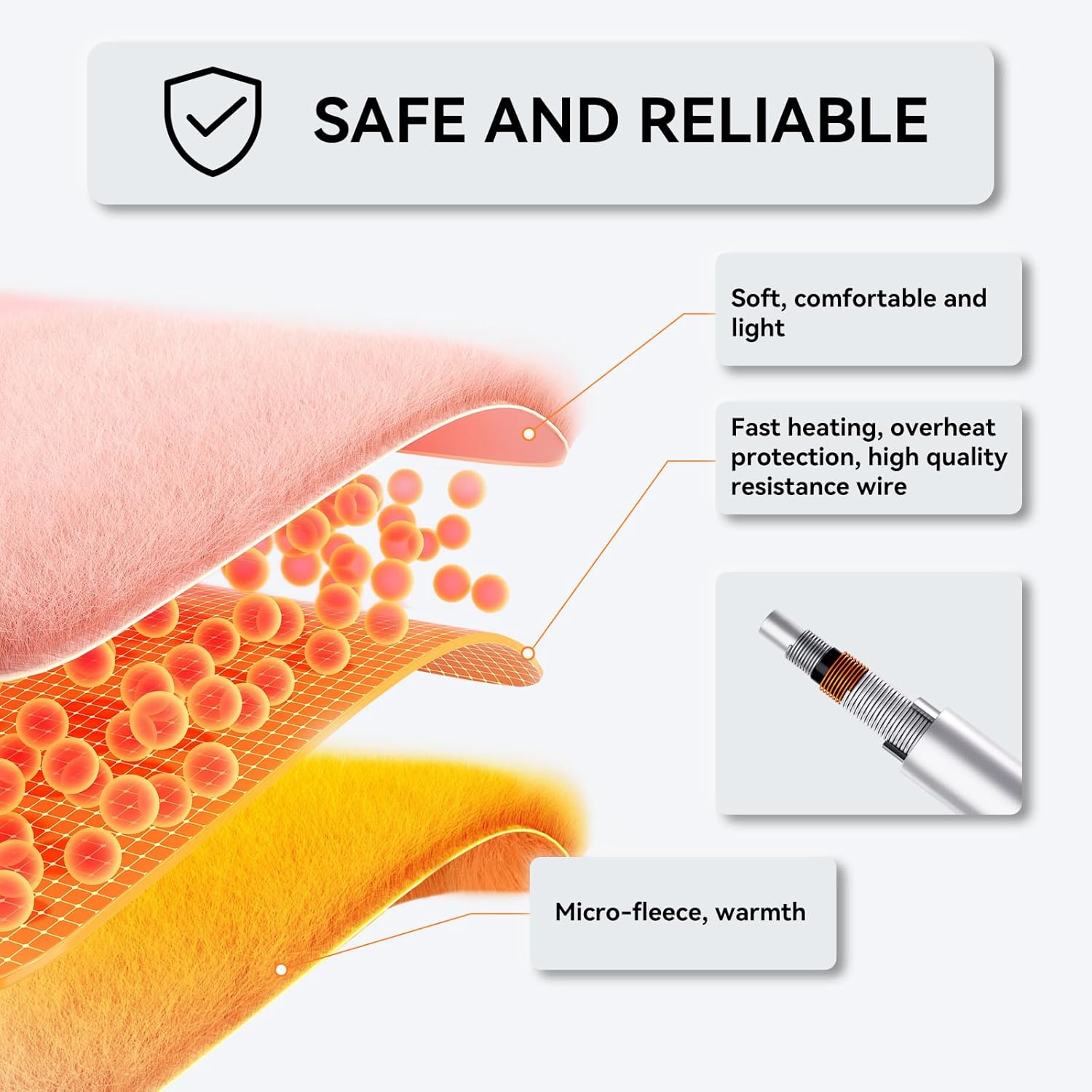 Electric Blanket Queen Size Dual Control,Flannel & Sherpa Plush 84"x 90" Heated Blanket Queen Heating Blanket with 10 Heating Levels,12 Hours Auto-Off Machine Washable(Khaki) - Image 3