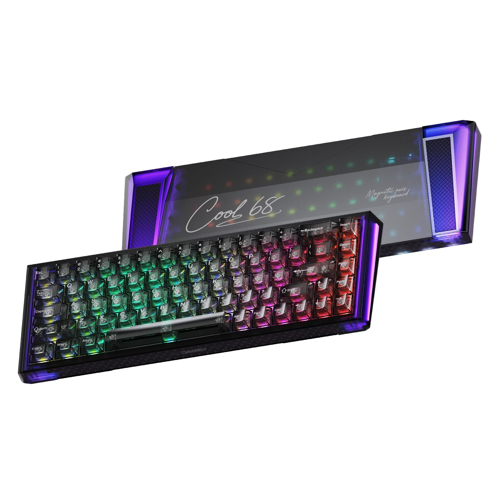 DAREU COOL68 Teclado Gaming con Disparador rápido de 8000 Hz, precisión RT de 0,01 mm, Teclado mecánico magnético con Cable al 65% con interruptores de Efecto Hall, 20 Modos RGB, para PC/Mac