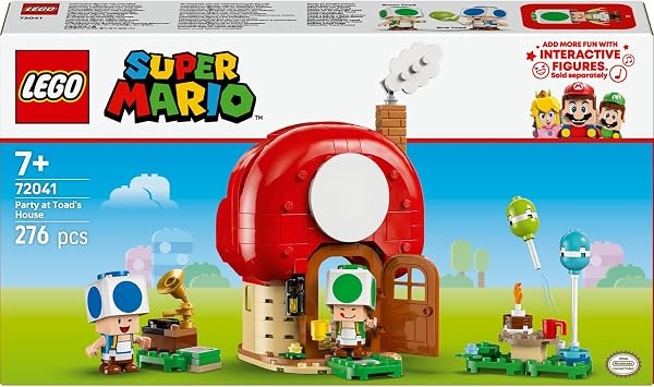 LEGO Super Mario Toad Party at Home 72041 – Party Themed Creative Toy Making Set for Kids Ages 7 and Over, Fun Game Experience and Gift Idea, Collectible Model (276 Pieces)