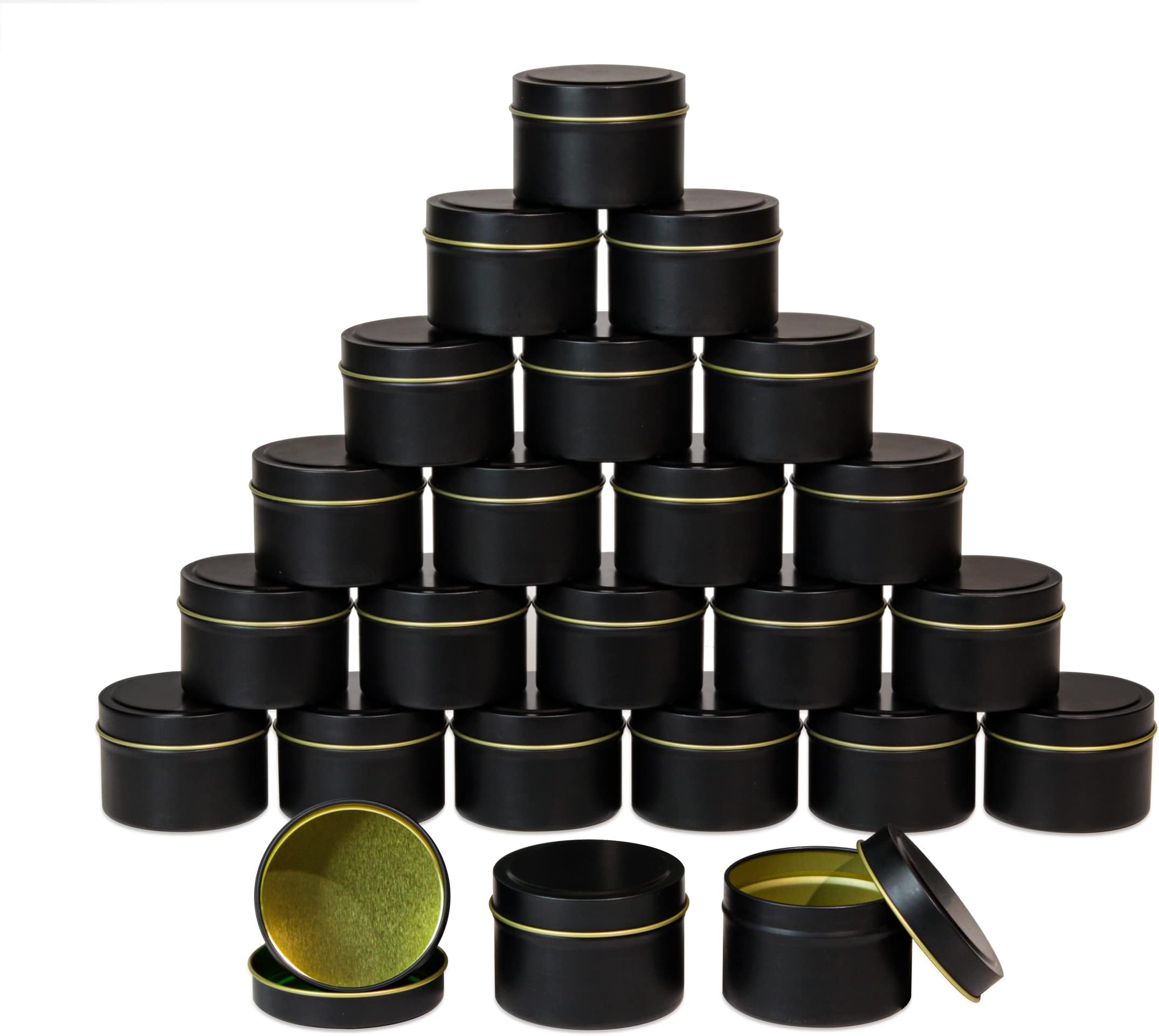 Aroparc Black Tins 4oz, Bulk Making Tins 24 Piece Containers, Jars for Candle Making - Black