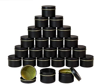 Black Candle Tins 4oz, Bulk Candle Making Tins 24 Piece Candle Containers, Wholesale Candle Jars for Candle Making - More Color Available (Black)