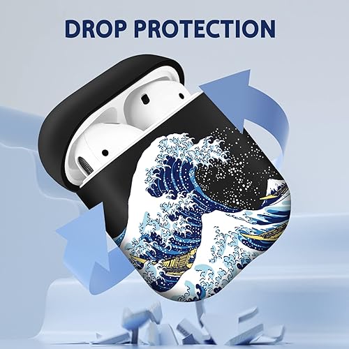 Miniatura 3 de JoySolar Funda para Airpods 1/2, linda funda de silicona Kawaii con ondas para Apple Airpod Air Pods 2 y 1, elegante, única, divertida, diseño de