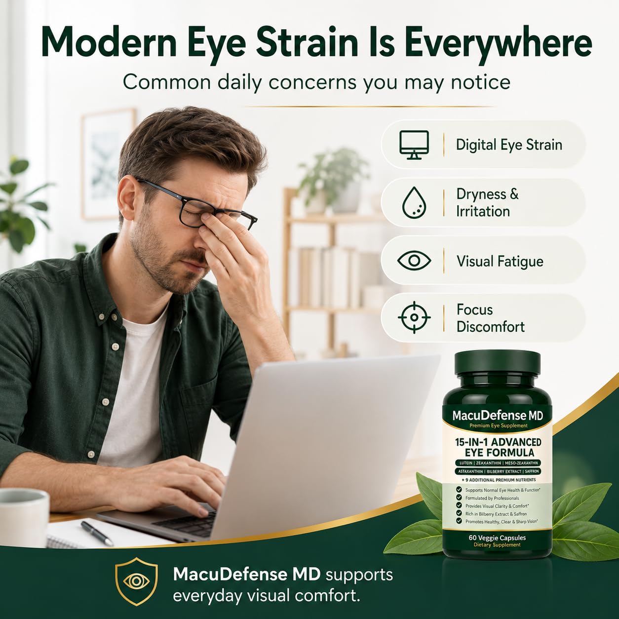 Macudefense MD 15-in-1 Advanced Eye Formula, Eye Health Supplement with Lutein, Zeaxanthin & Astaxanthin, Vision Support Formula, 60 Capsules — Amazon image 4
