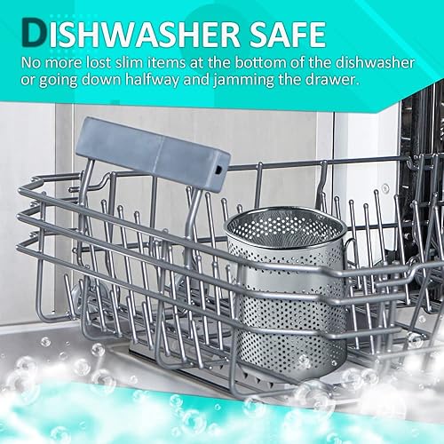 Miniatura 5 de HOME&I Soporte para utensilios de cocina, organizador de cestas de secado y cubiertos de acero inoxidable resistente, almacenamiento de cubiertos