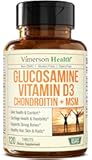 Glucosamine Chondroitin with Vitamin D3 2000IU – FSA Eligible Joint Supplements for Men & Women – Joint Health, Hair Skin Nails, Bone Health & Comfort with MSM, Vit D, Bromelain & Boswellia – 120 Tabs