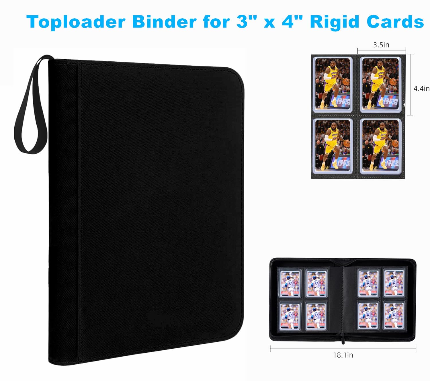 4 card top loader binder Amazon.com: 128 Pockets Toploader Binder Holds Top Loaders, 4-Pocket Top  Loaders Binder Album, Toploader Card Binder for 3