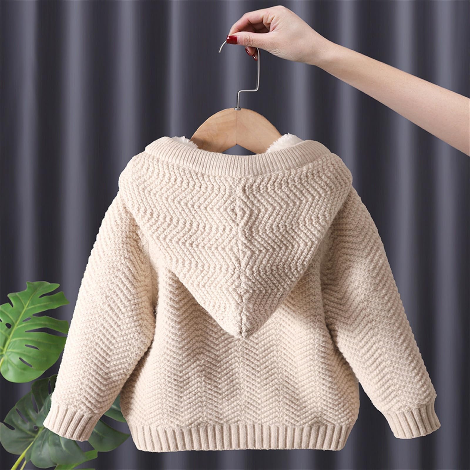 WWricotta Maglione Cardigan con Cappuccio per Ragazzi e Bambini, Maglione per Ragazze, Giacca con Chiusura a Bottoni Lavorata a Maglia, Foderato in Pile, Cappotto Invernale, Top