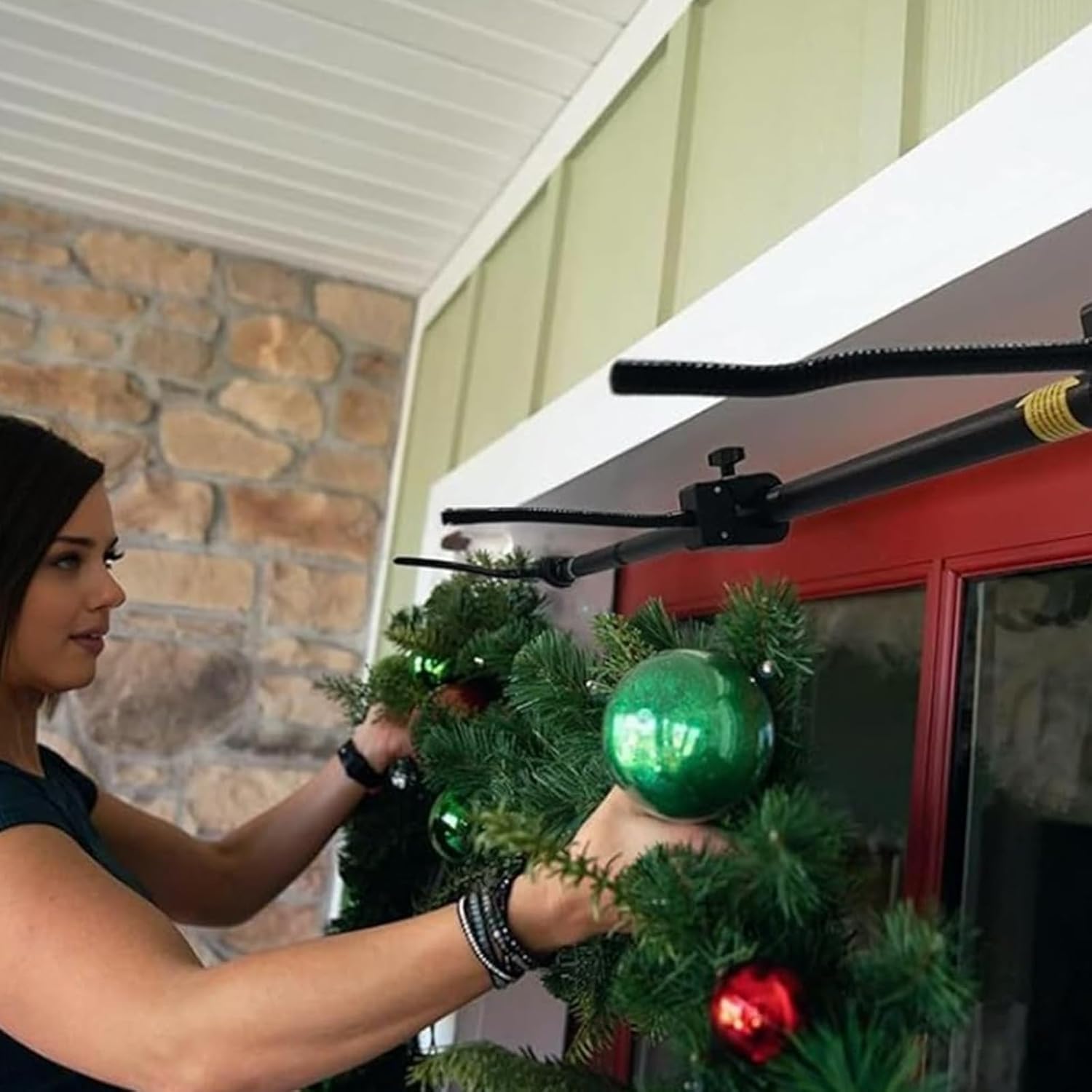 Garland Hanger for Door Frame, Adjustable Holiday Double Door Garland Hangers, Adjustable Fits 32"-80" Doors, Holds Up to 20 lbs, Christmas Halloween Wreath Light Decoration Hanger (71"-80")