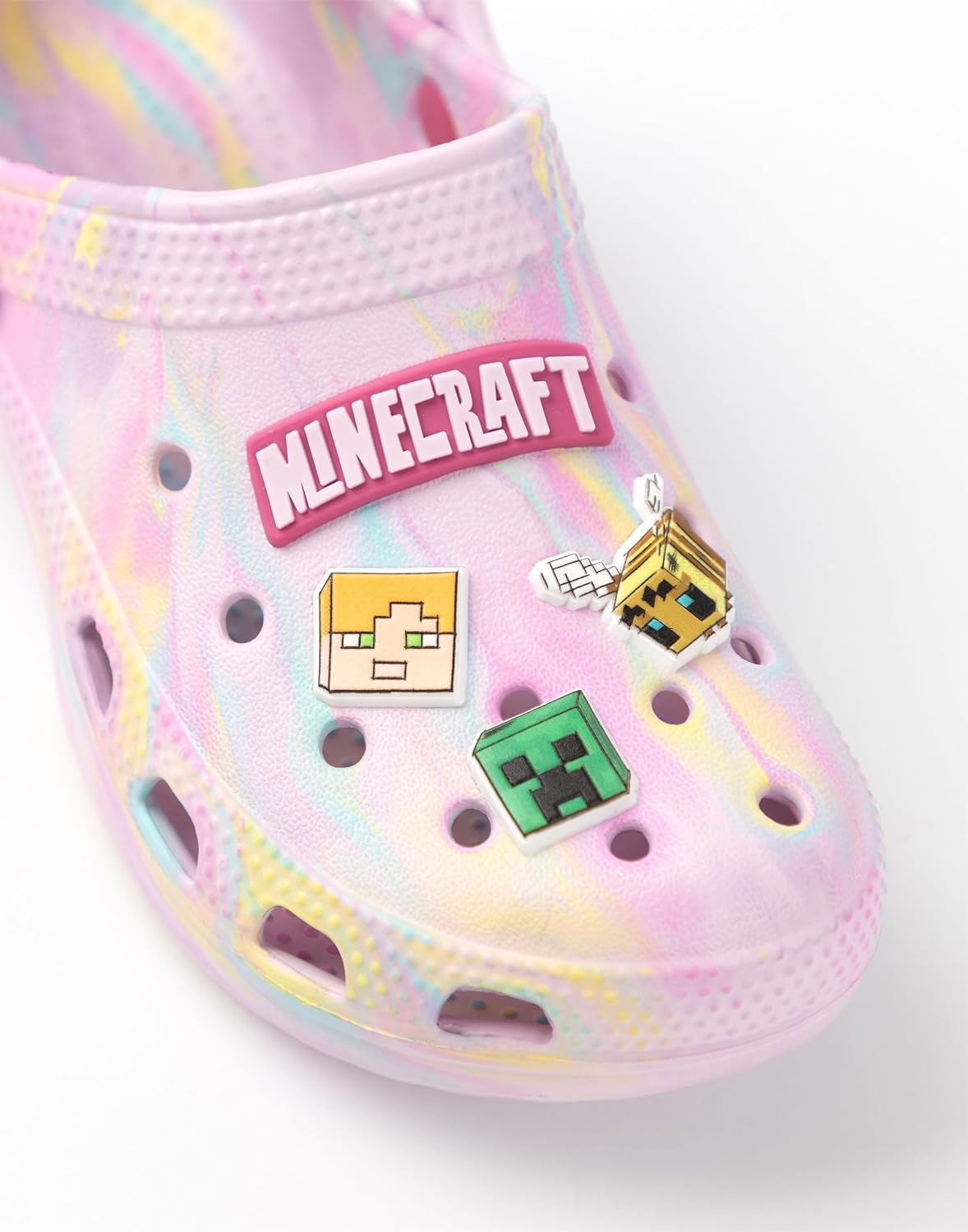 Minecraft Multi Character Clogs in Pink with Multicolour Accents | Girls' Breathable Casual Footwear