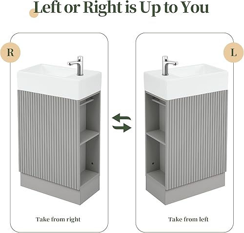 Miniatura 3 de LUMISOL Mueble de baño de 24 pulgadas con fregadero, armario de baño independiente con estante de almacenamiento, tocador de baño de lavabo