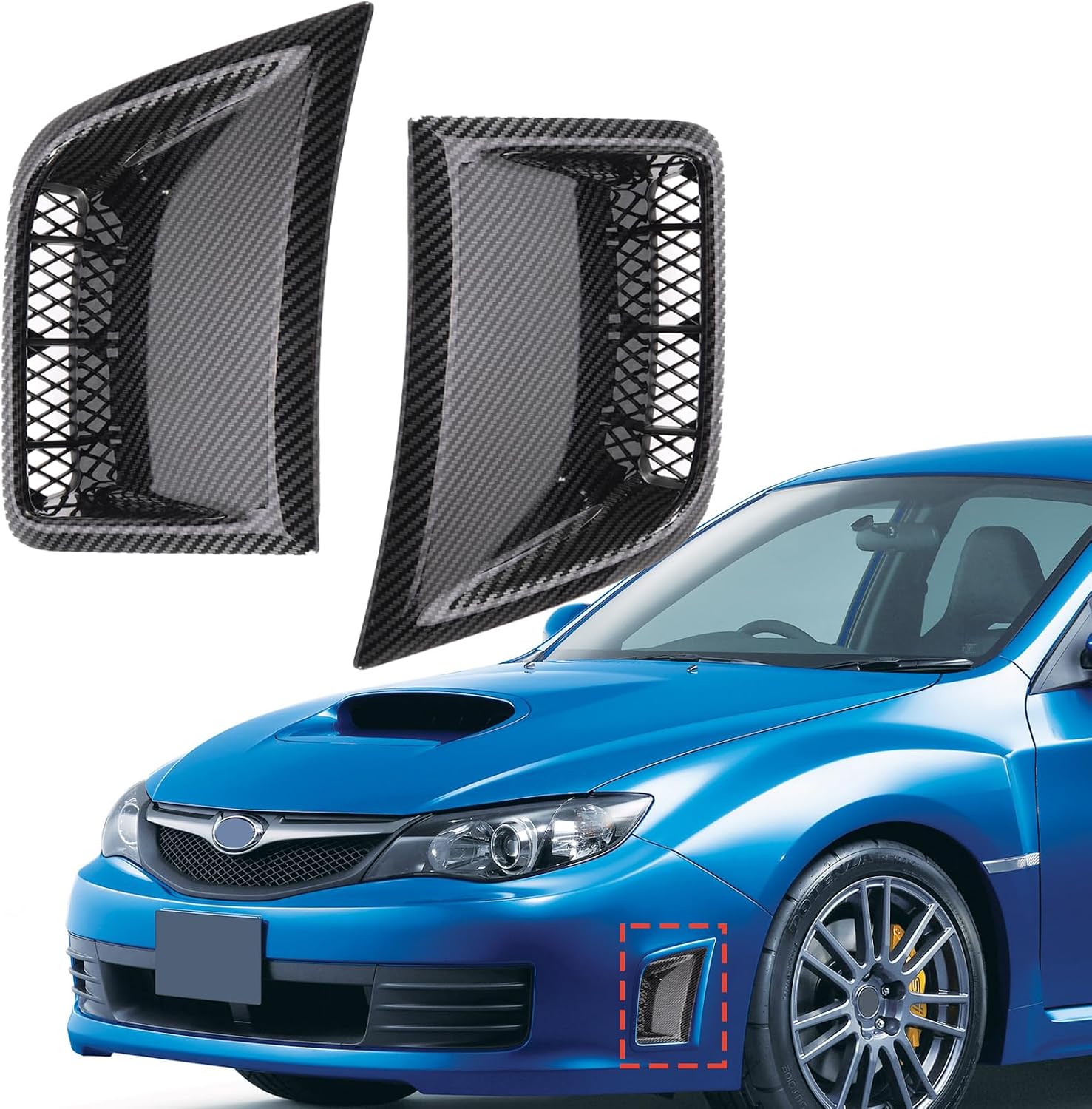 2Pcs Front Bumper Side Bezel Cover for Subaru Impreza WRX STi 2014 2013 2012 2011 2010 2009 2008 Carbon Fiber Printing Bumper Side Air Vents Cover