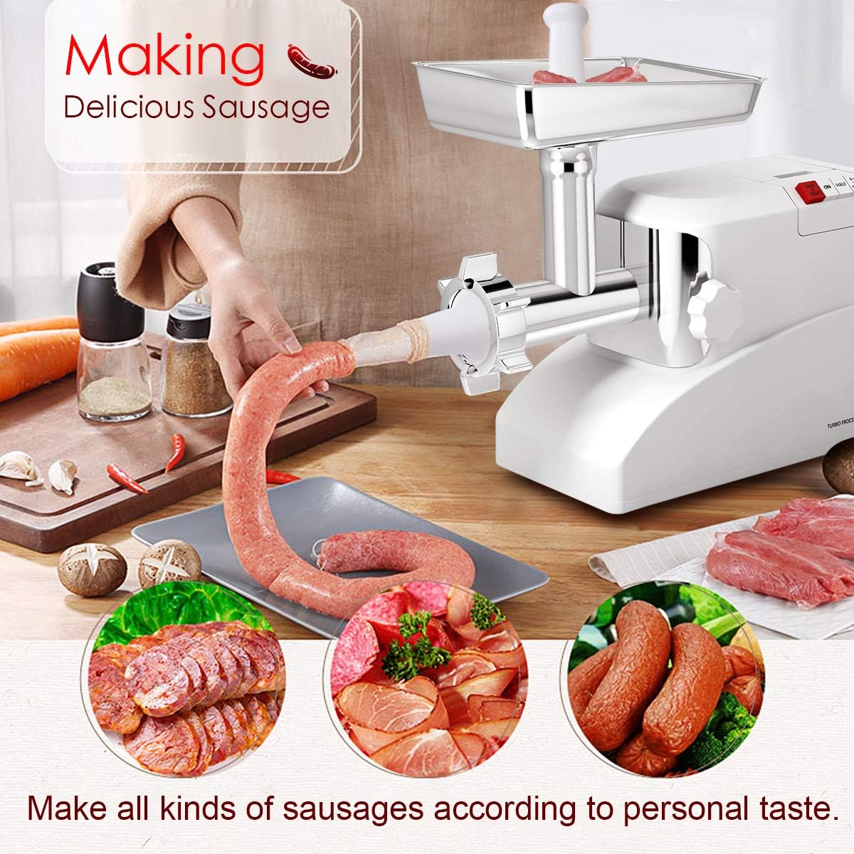 Giantex 2000 Watt Meat Grinder Electric 2.6 Hp Home Industrial Meat Grinder Sausage Maker Stuffer 3 Speed W/1 Stainless Steel Cutting Blade, 3 Cutting Plates and Sausage Tubes