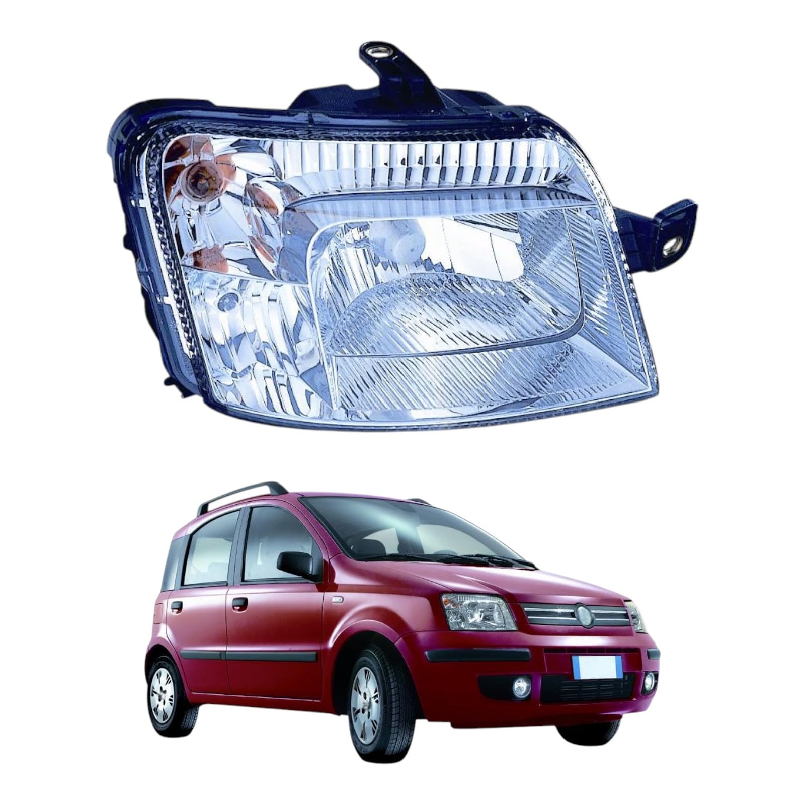 Faro Proiettore Anteriore DESTRO PANDA 169 2 Serie dal 2003 al 2009 Lato Passeggero - Compatibile, non originale - Spinotto a 7 Pin Bianco o Giallo