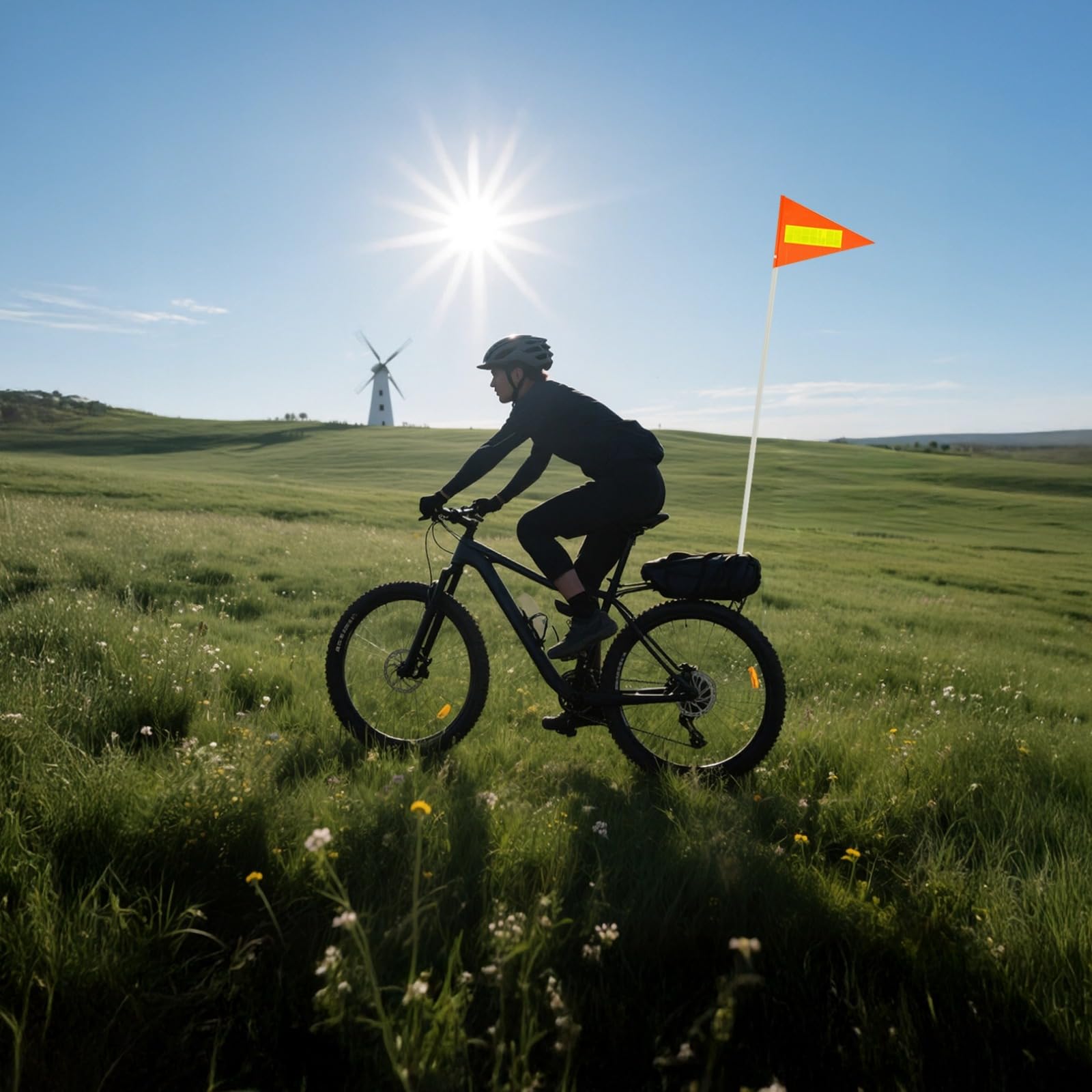 3 Sets Fahrrad-Flaggenmast, reflektierende orange Fahrrad-Sicherheitsflagge, Fiberglas-Fahnenmast, verstellbare Höhe, Metallhalterung, für Kinderfahrräder, 10 x 8 Zoll / 26 x 21 cm