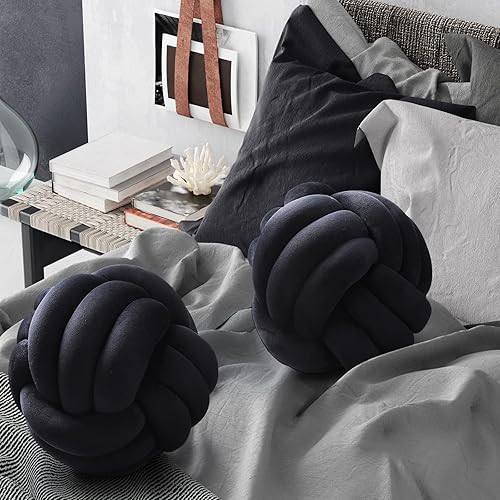 Miniatura 2 de Almohada de nudo con nudo, almohadas decorativas suaves para el hogar, cojín redondo anudado hecho a mano para decoración de dormitorio, sala de