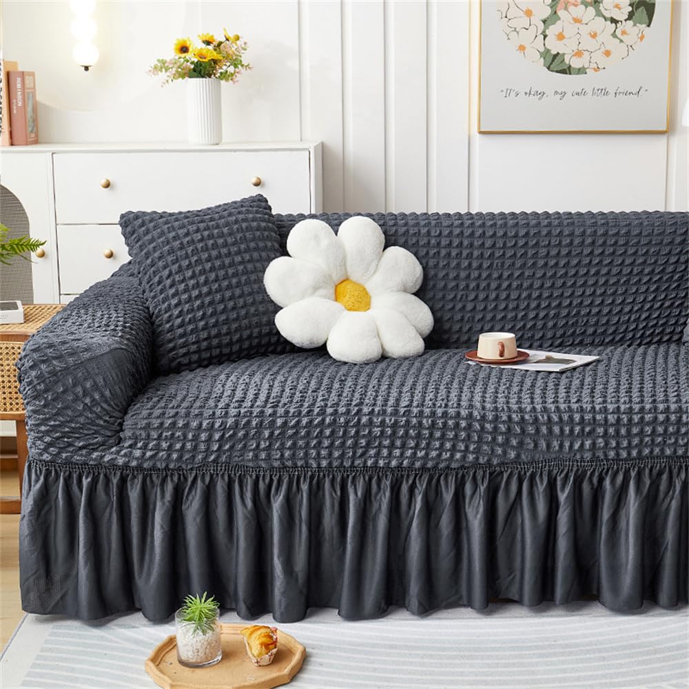 Housse de canapé élastique gris foncé pour un salon chaleureux
