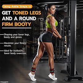 AOHO MOOON (Pair) Comfortable Adjustable Ankle Straps for Cable Machines Women, Gym Workout Leg Strap, Ankle Cuffs for Glute Workouts, Foot Straps for Kickback (Single, Red)