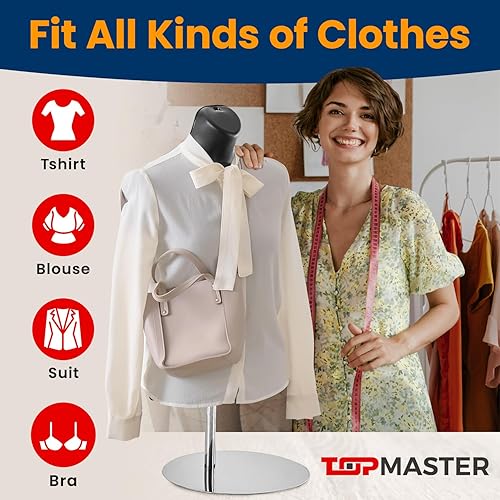 Miniatura 3 de Torso de maniquí femenino negro con soporte de metal, espalda hueca, forma de vestido apilable para exhibición de camisetas, encimeras, espectáculos