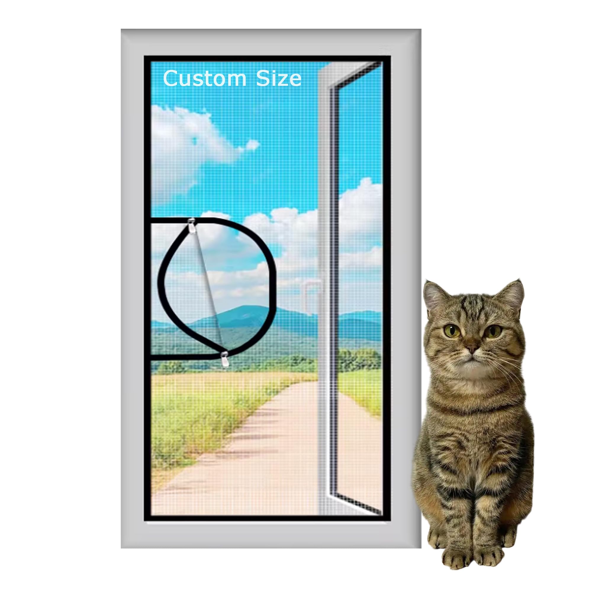 Xieminle White Sticky Tape, White Mesh Custom Size Window Screen Mesh, Fly Screen Insect-Proof Netting, Anti-Mosquito Insect Fly Bug Window Net With Zipper, Self-Adhesive Pet Cat Proof Safety Mesh