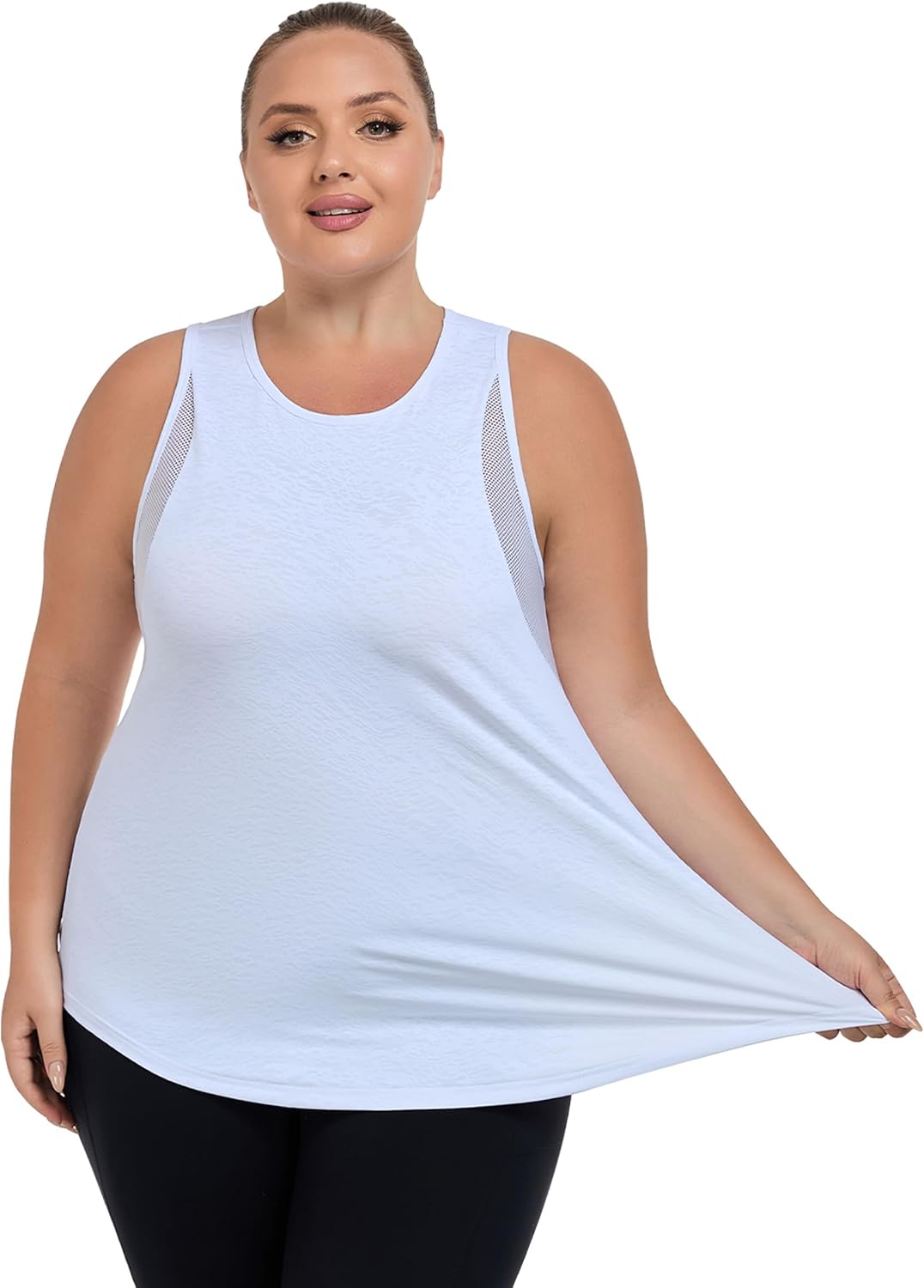 Women's Plus Size Workout Tank Tops with Mesh, XL-5XL Athletic Sleeveless Shirts Loose Fit, Flowy Yoga Tunic Top - Image 5