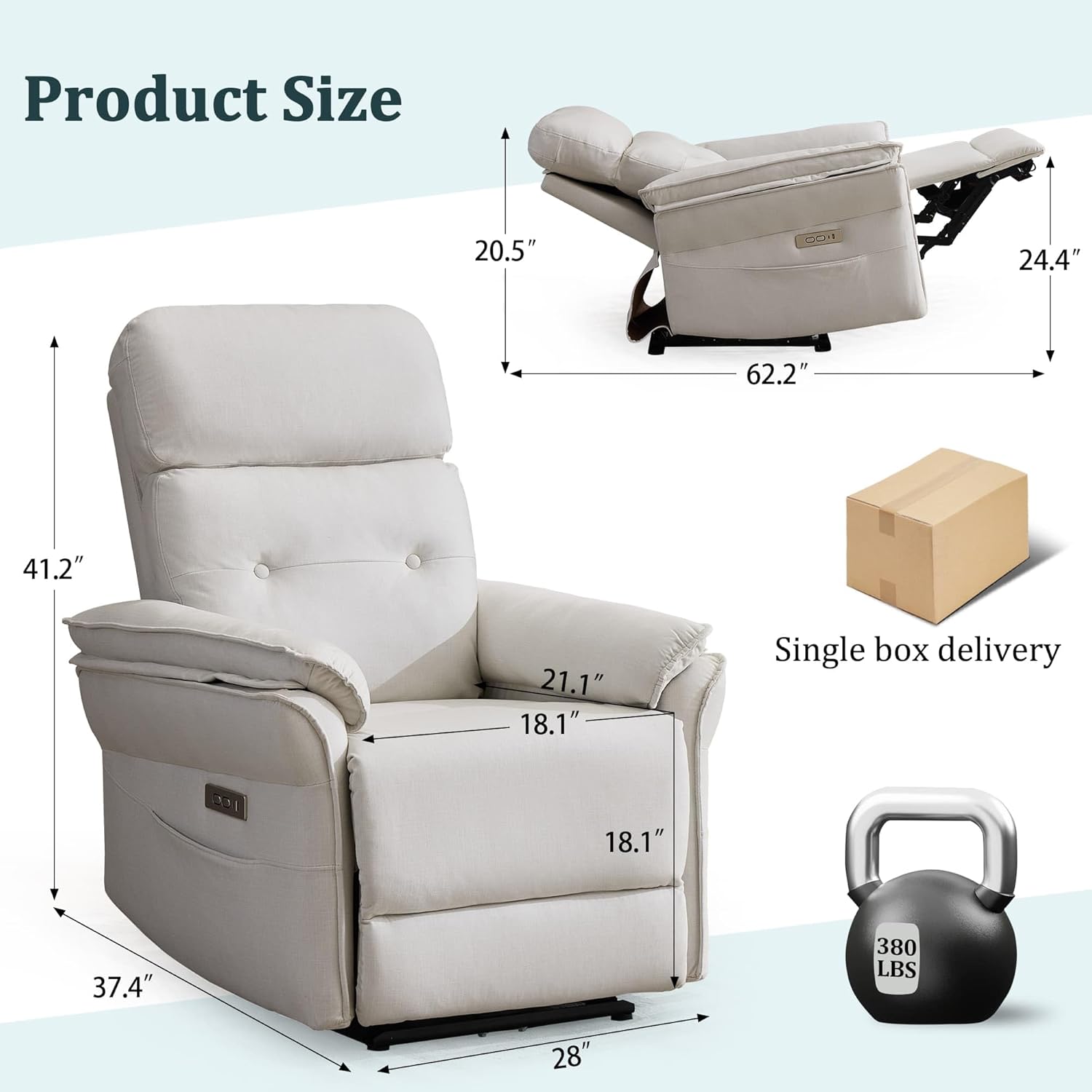 Korser Power Zero Gravity Recliner Chairs for Adults, Wall Hugger RV Recliner with USB & Type-C Charging Ports, Electric Power Recliner Chair for Living Room Home, Theater Seating, Bedroom