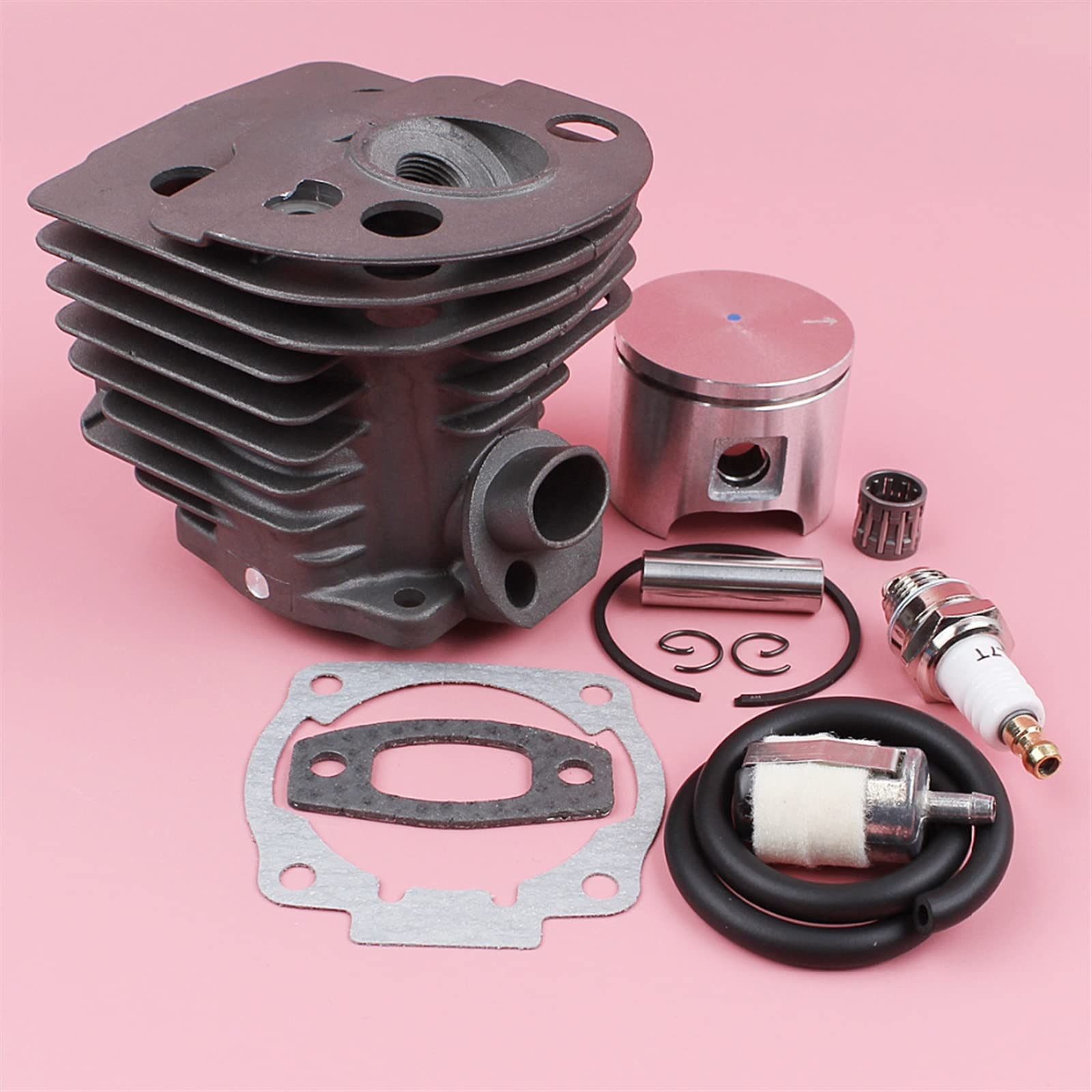 IWBR Kit de Junta de bujía de línea de Filtro de Combustible de pistón de Cilindro Apto for Husqvarna 55 51 Motosierra Herramienta de jardín Parte 46mm