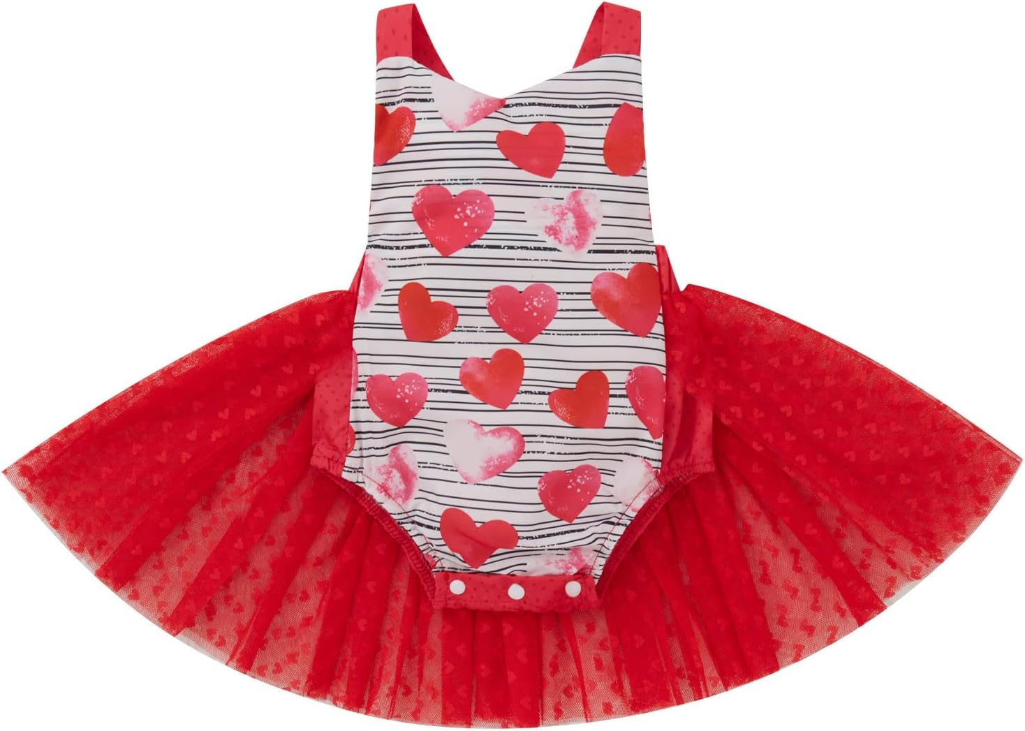 Viviplus Newborn Infant Toddler Baby Girl Valentine's Day Heart Printed Romper Tank Top Bodysuit Halter Jumpsuit Tutu Dress