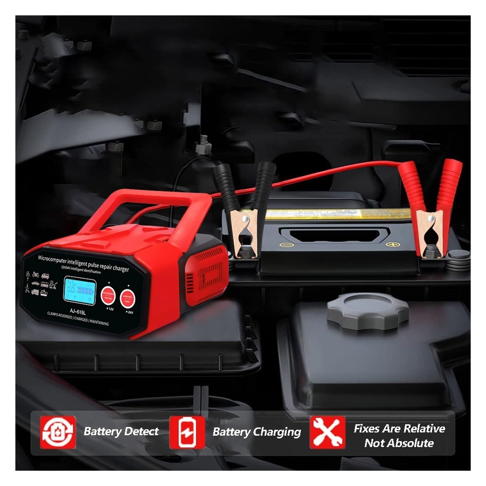 Chargeur De Batterie Haute Puissance 400W 12V-24V 30A Charge Réparation Démarrage-arrêt Intelligente Automatique for Voiture Gel Au Plomb Sec Charge De PréCision