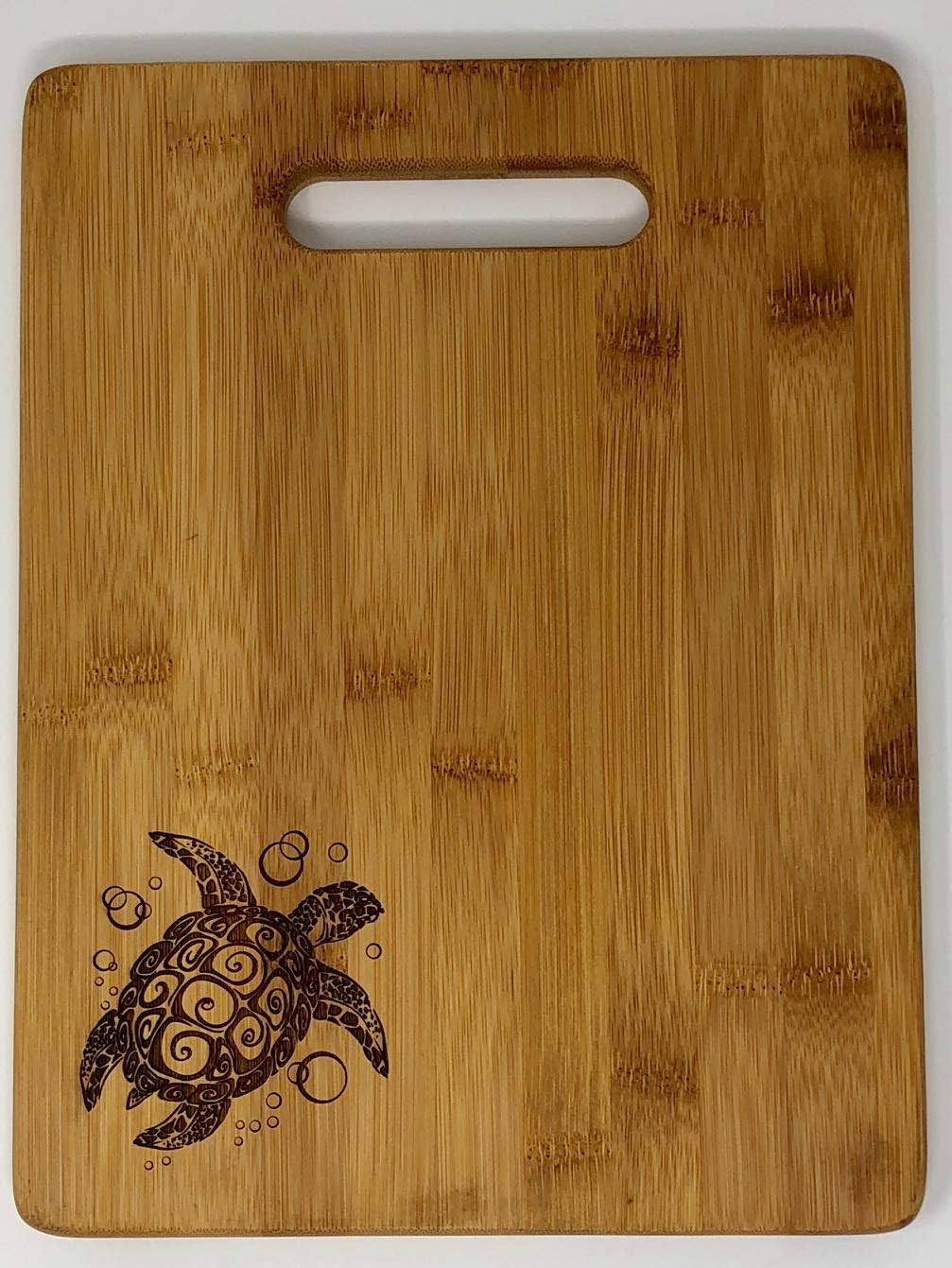 All Things Sea Turtles Single Tone Bamboo Cutting Board w/handle, Sea Turtle, 8.75 x 11.5