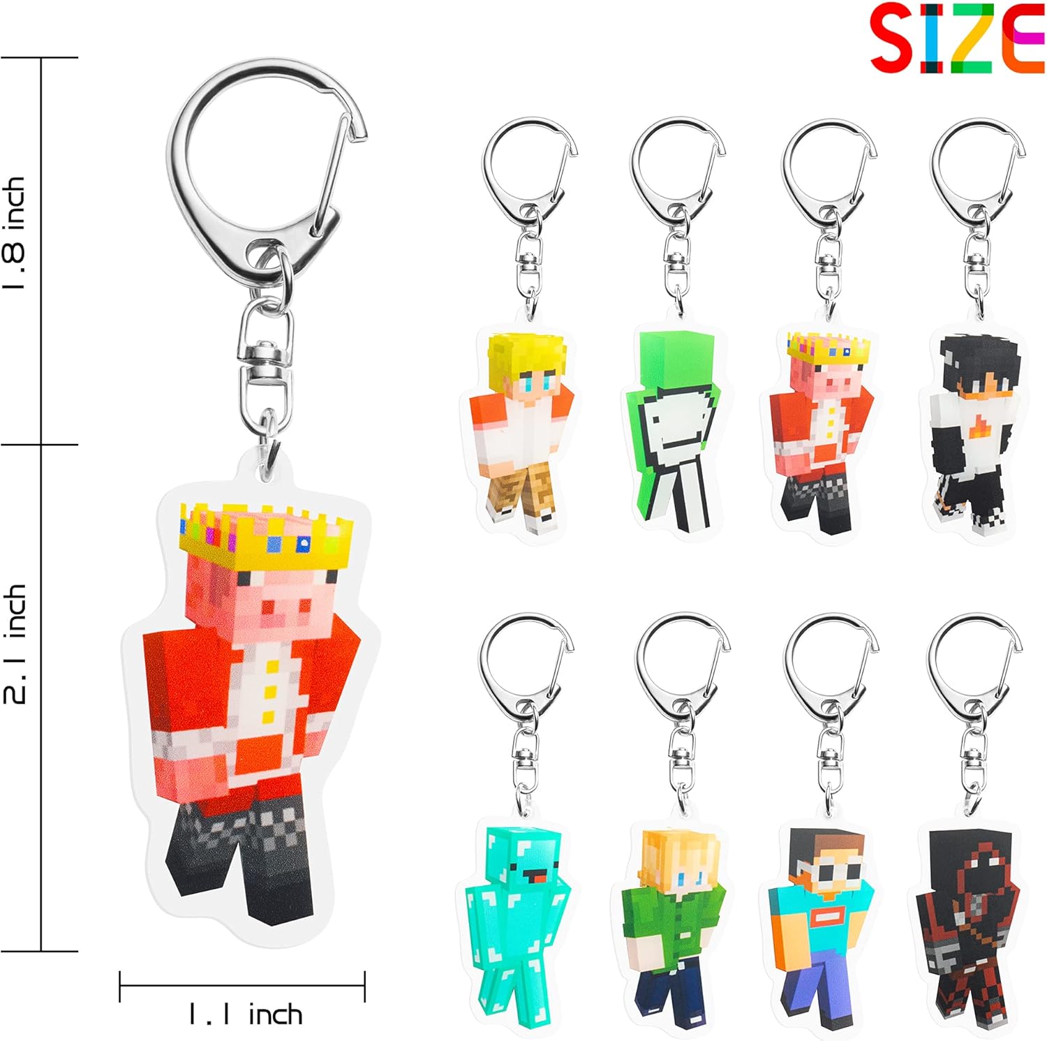 laffact Game SMP Acrylic Keyrings Pack for Kids Boy Technoblade