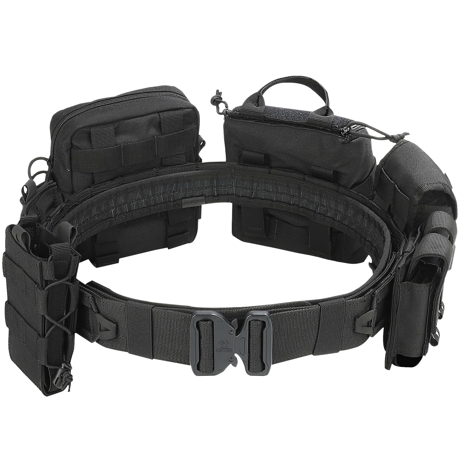 BOMTURN 8-Piece Tactical Battle Belt Set - Military Police Duty Gear With Pouches