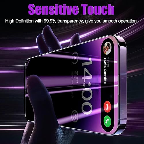 Miniatura 9 de Protector de pantalla de privacidad compatible con iPhone 14 Pro Max, degradado colorido de 28 grados, vidrio templado antiespía, cobertura