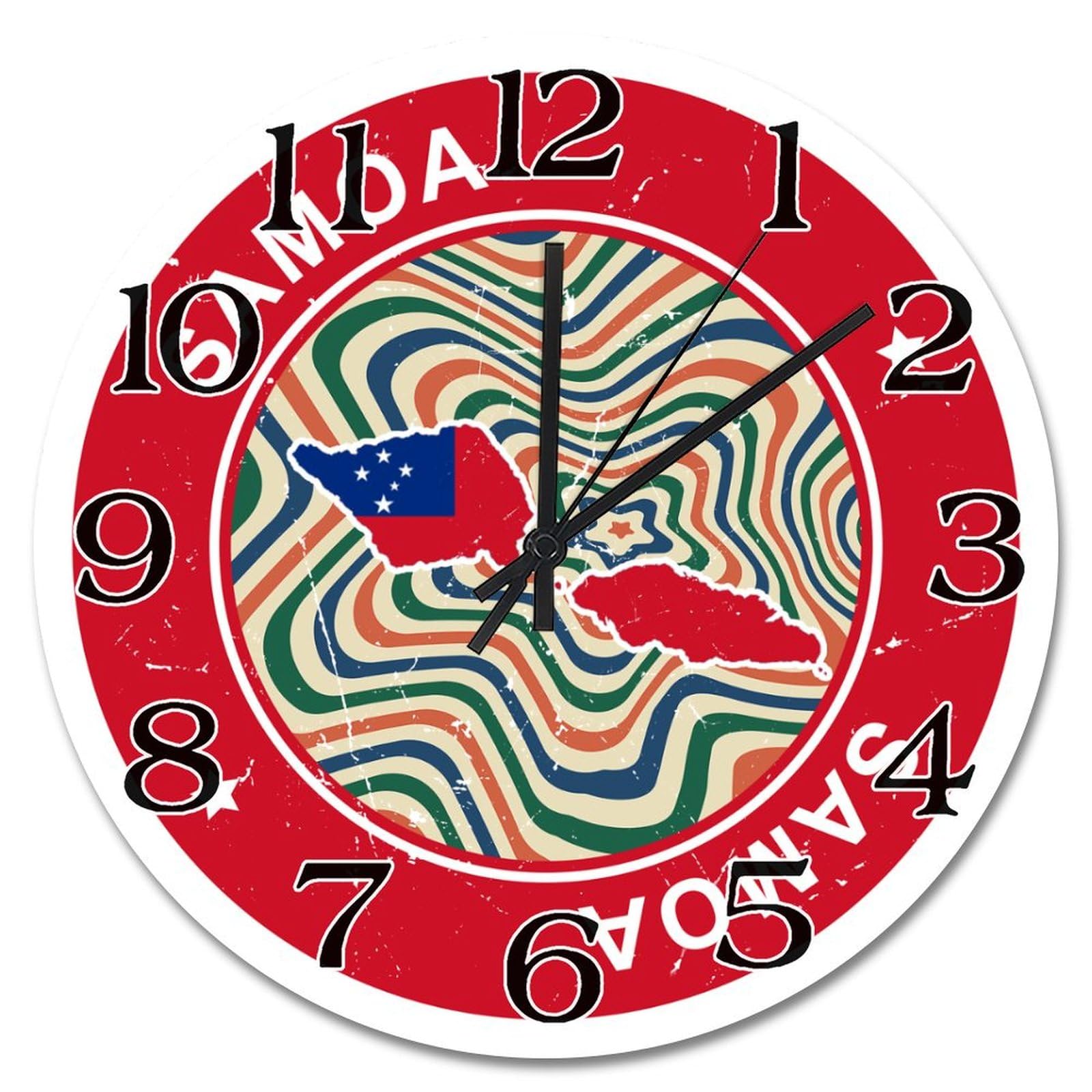 Horloge murale silencieuse à piles vintage motif Samoa pour chambre
