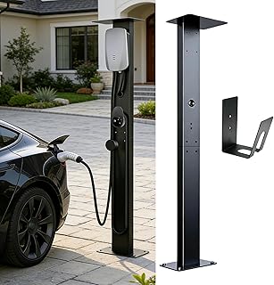 Wallbox Stand Standmontagepfosten Standsäule für Wallbox Ladestationen für Elektroautos 1-Side (Schwarz) Größe: 140 * 24 * 15cm