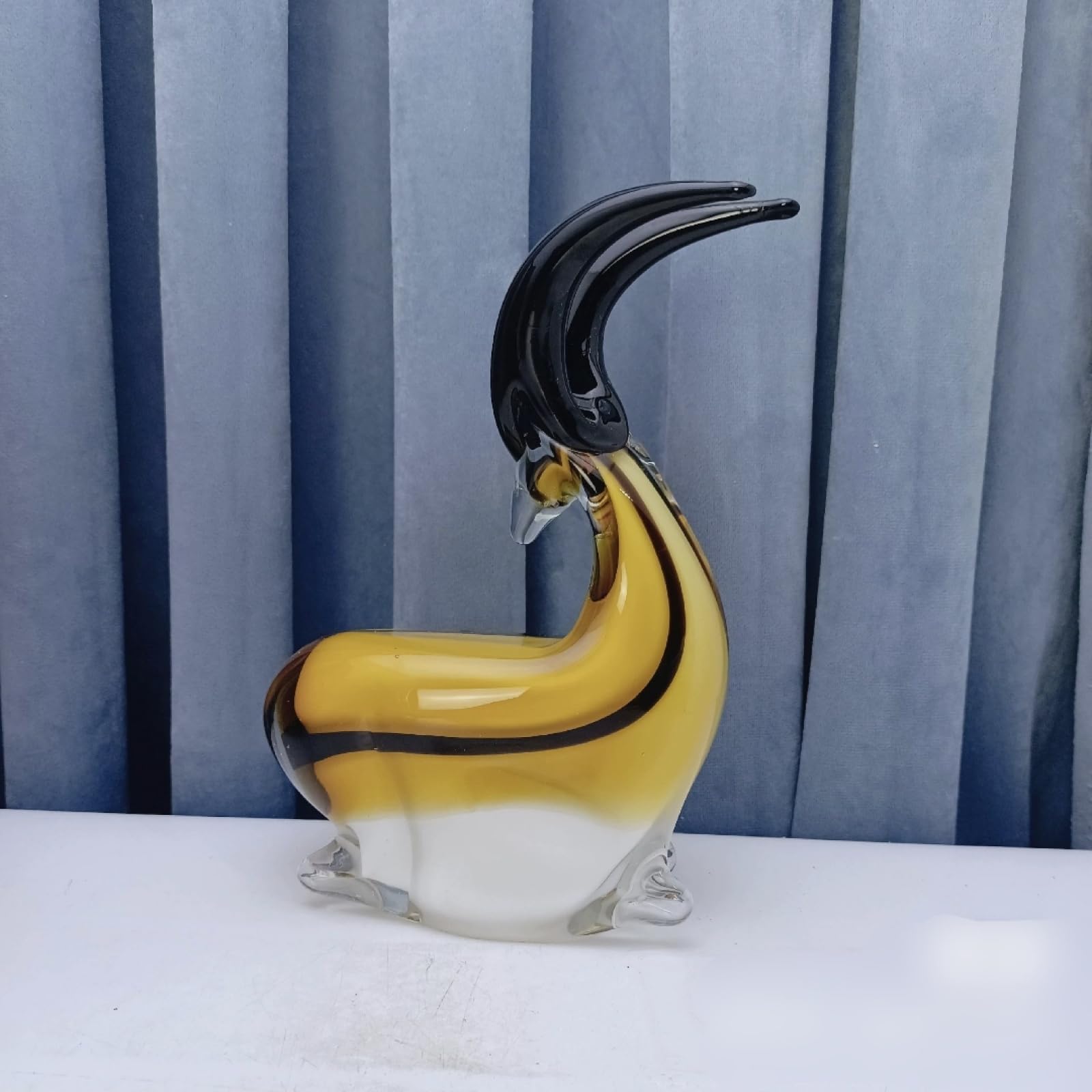 Dytartzx Yellow Coloured Glaze Handmade Glass Antelope Figurine Sculpture Blown Paperweights Table Ornaments Home Decor