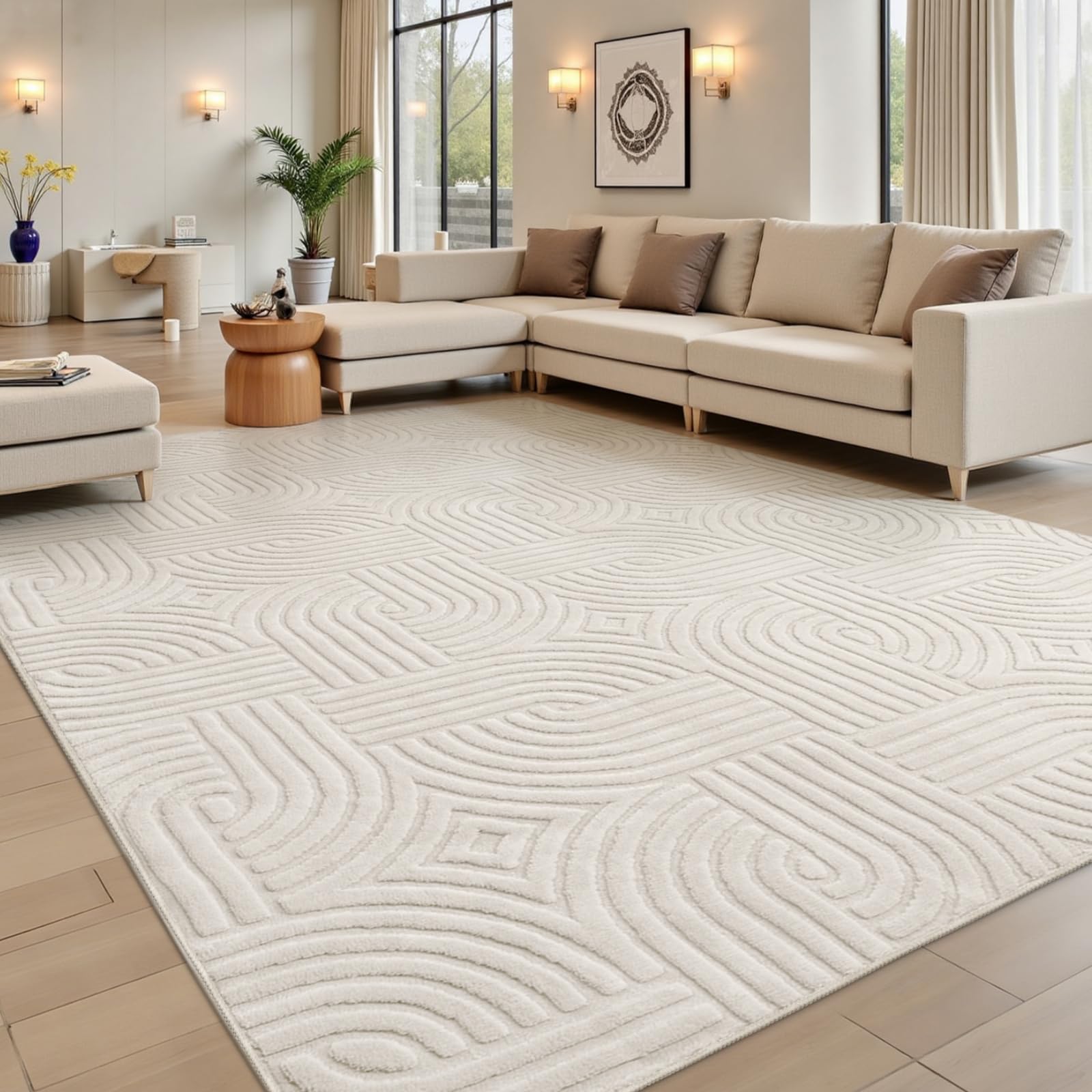 Enyhom Alfombra Salon Moderno 200 x 300 cm, Suave Alfombra Habitacion Geométrica Alfombra Dormitorio Lavable en Lavadora, Antideslizante Tapete Sala Grande Tapete Quarto para Salon, Habitacion