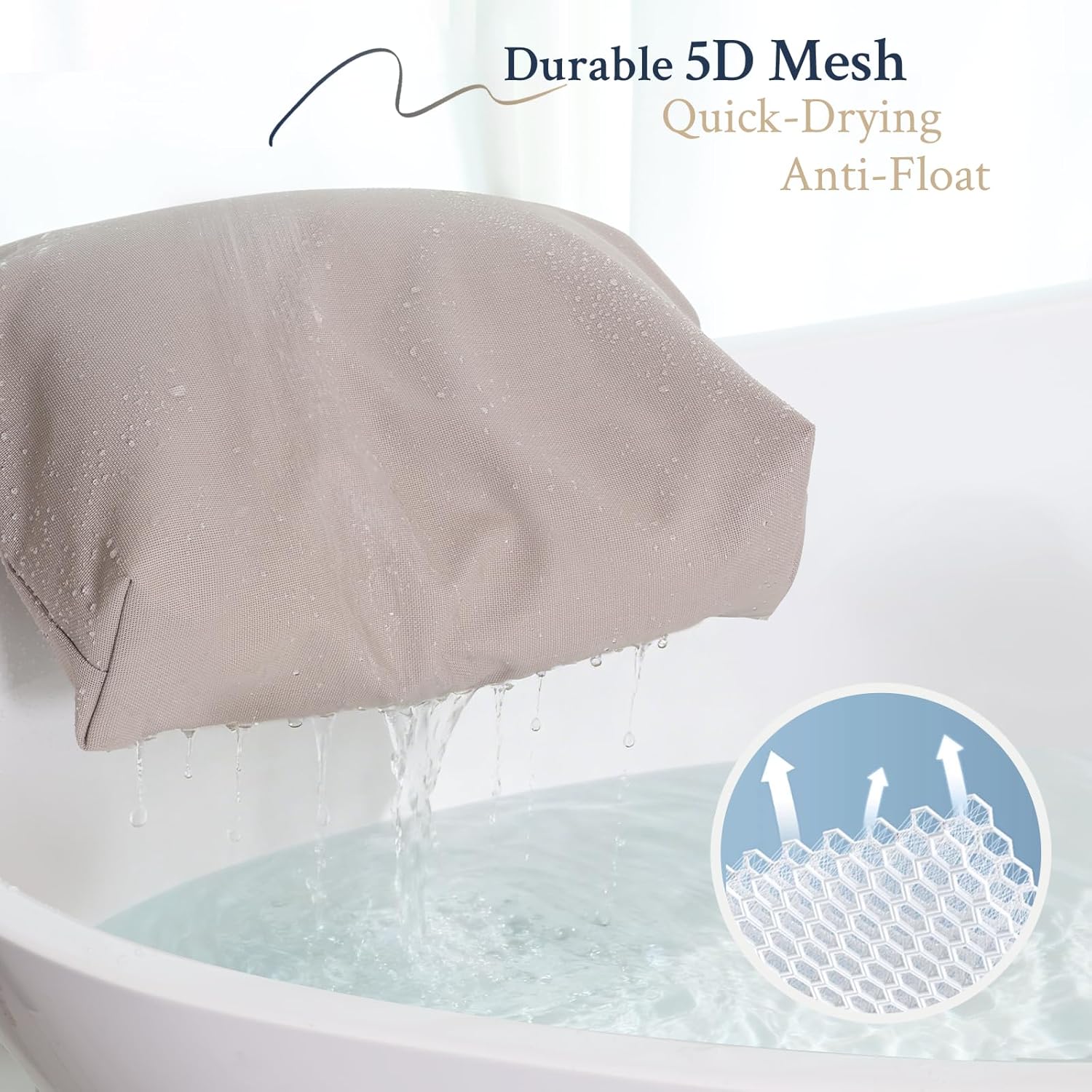 Luxury Bathtub Pillow, Skin-Friendly Cushion, Support Back, Neck & Head, Non-Slip, Adjustable Thickness, Washable & Quick-Drying - Ideal for Home Spa Days