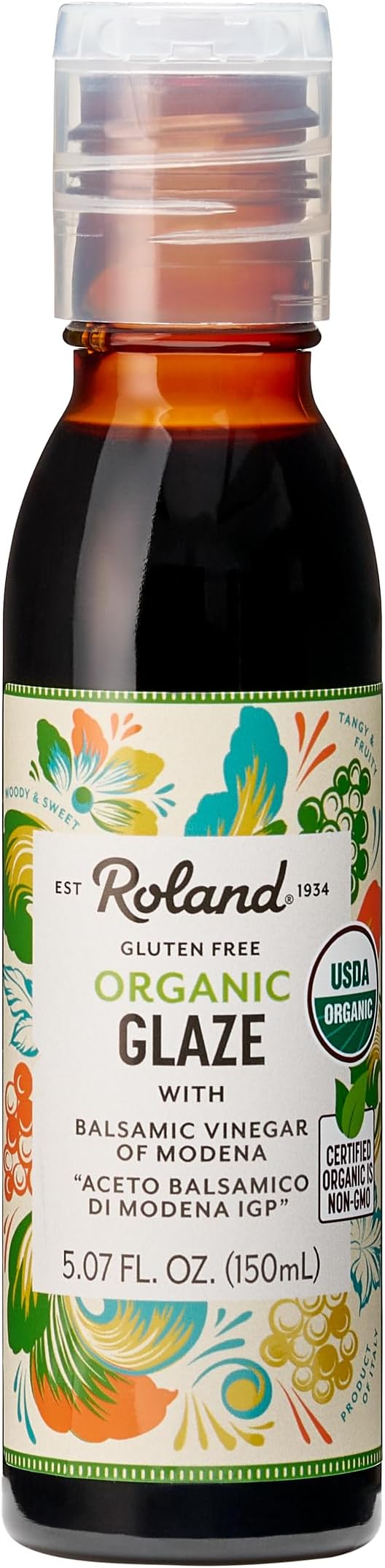 Roland Foods Organic Balsamic Glaze, Balsamic Vinegar of Modena IGP, Specialty Imported Food, 5.07 Fl Oz Bottle