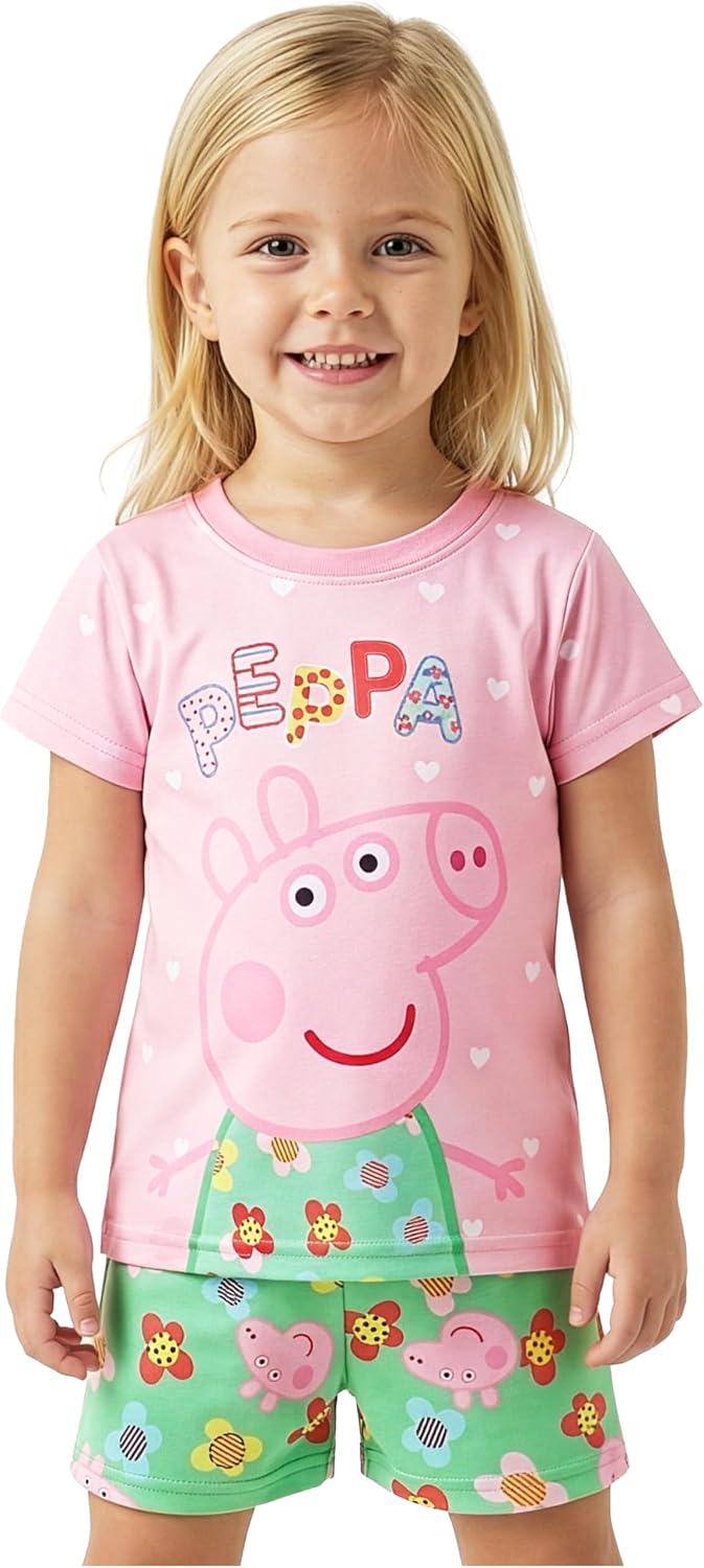 Get Trend Paw Patrol | Peppa Pig | Sesame Street Girls Pajamas, Toddler 2 Pc Short Sleeve Top & Shorts, Summer PJs, Sleepwear