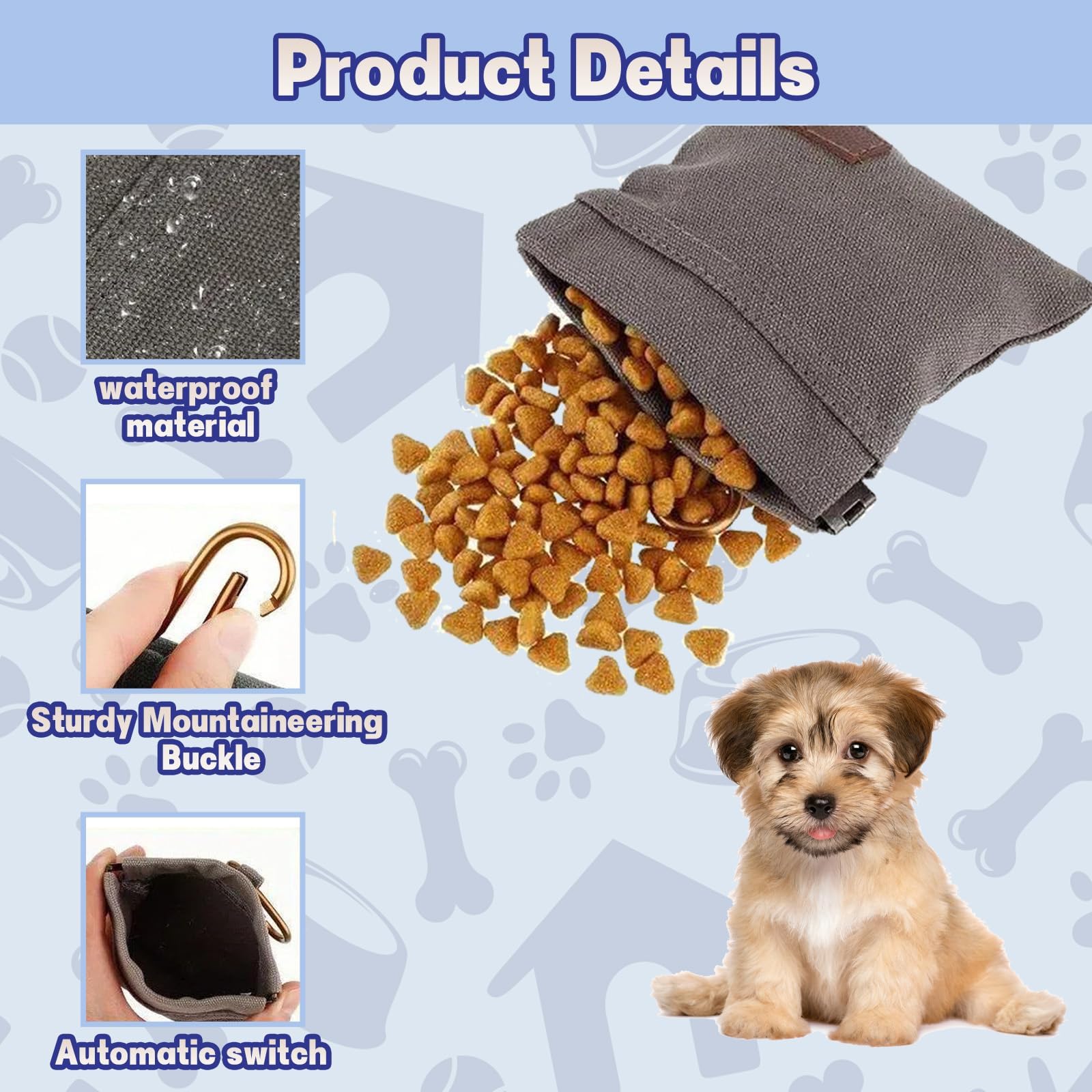 ZKFSIE Dog Treat Pouch 2-Pack, Treat Pouch for Dog Training Grey + Black - Image 3