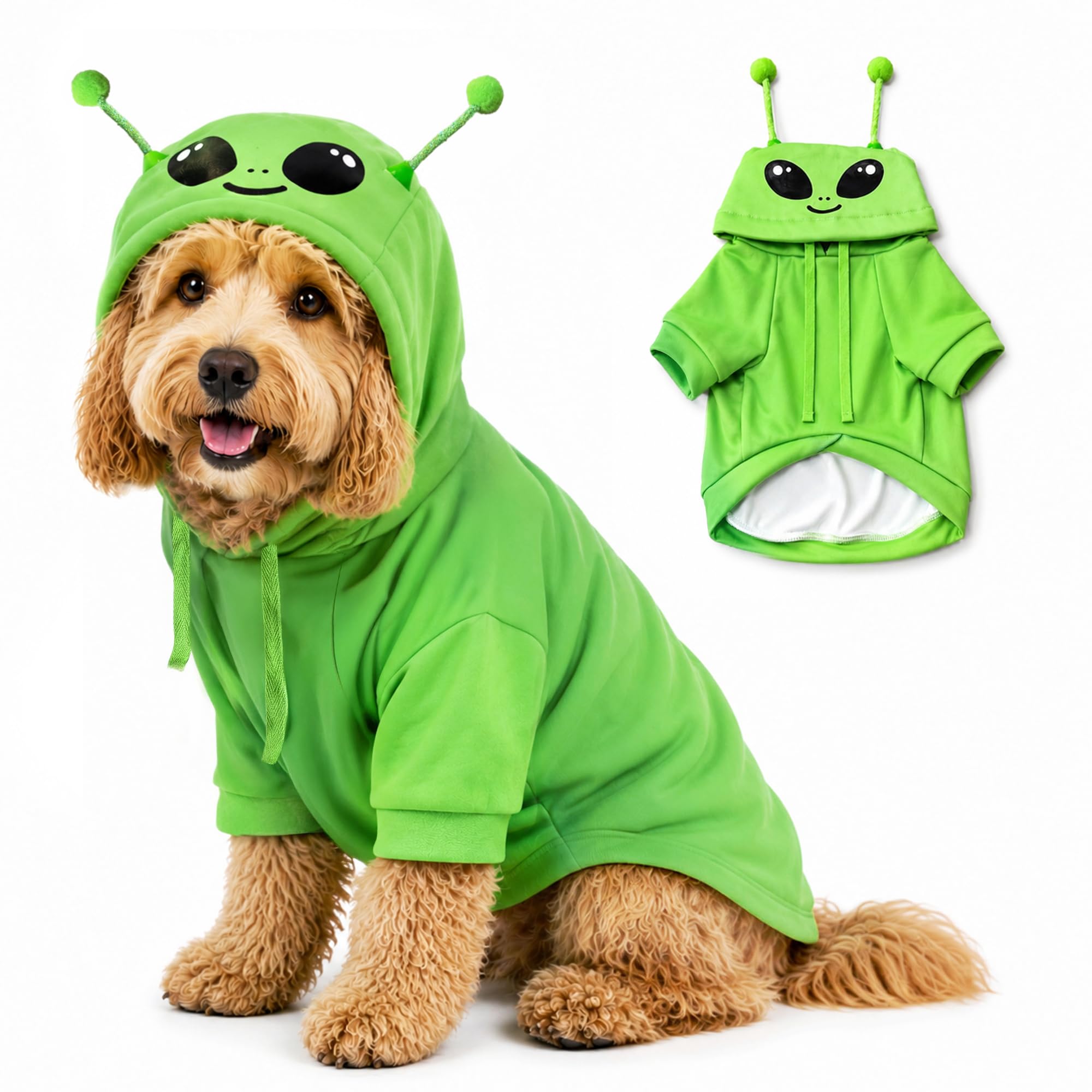 Dog Halloween Costume Alien Hoodie Jumper Space UFO (3XL) Cat Puppy Winter Coat Hooded Sweater Dogs Outfit