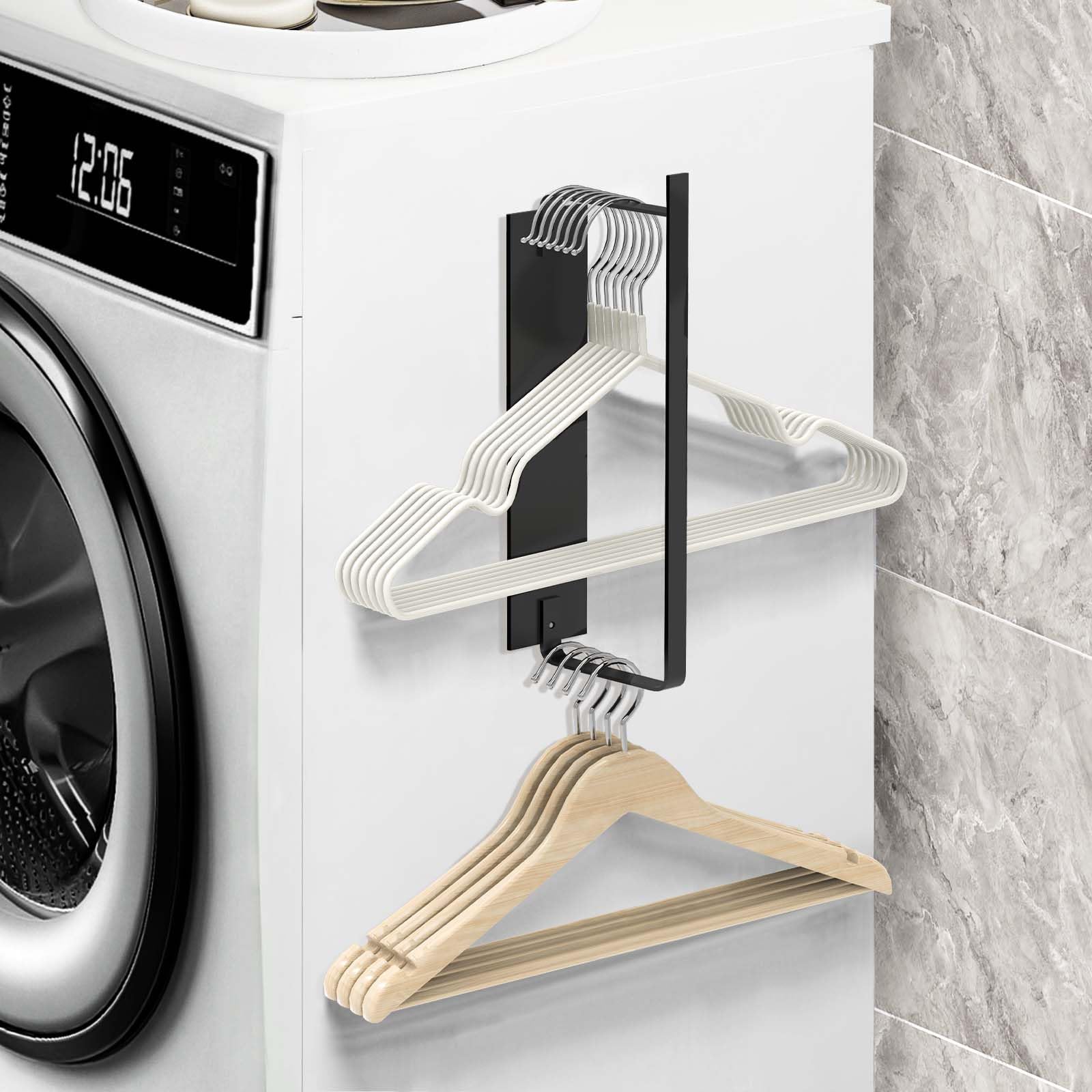 Rangement cintre magnétique noir pour une buanderie propre et ordonnée