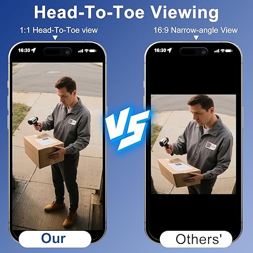 Miniatura 2 de Timbre de puerta inalámbrico, video de la cabeza a los pies, no requiere suscripción, vista en vivo HD 2K, conversación bidireccional, timbre de