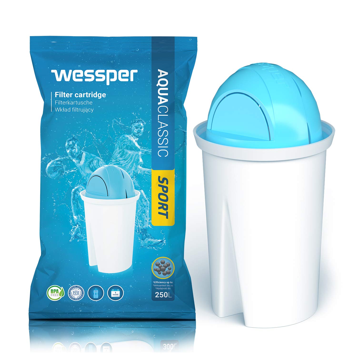 Wessper Classic Wasserfilter Kartuschen SPORT | Ersatz für Aquaphor Standard, Brita Classic, Dafi Classic Filterkartusche | Reineres Wasser | Pack 20