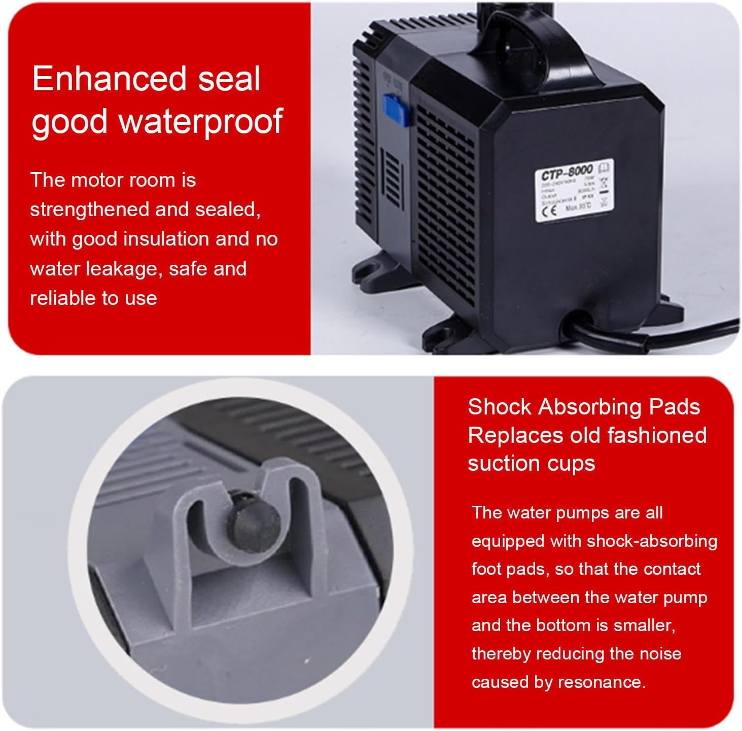 VIDECOR 2800-16000L/H Submersible Pump for Aquarium Fish Tank Garden Fountain Ecological Pond Water Pump 80/100/120/140W,CTP2800/10W