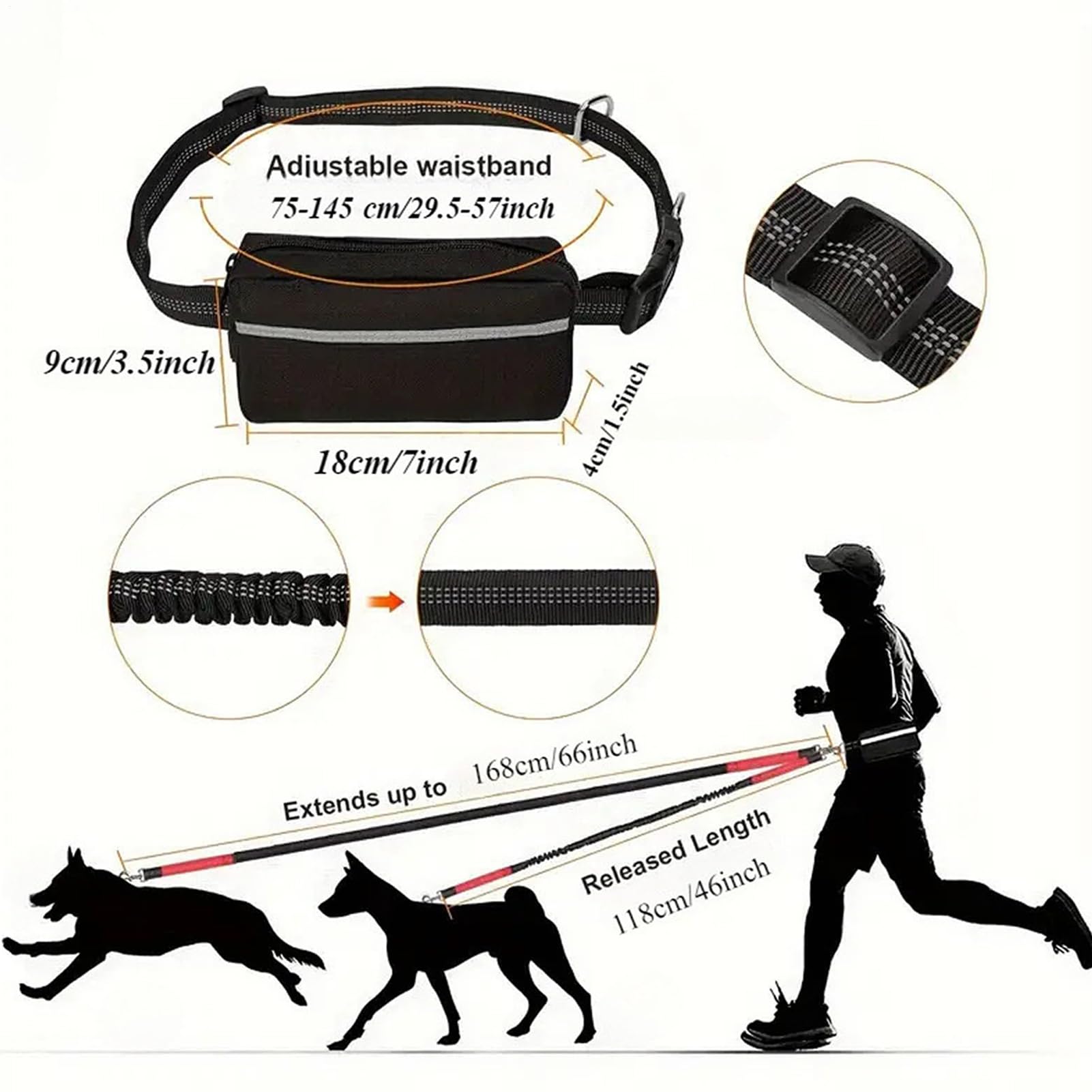 Guinzaglio Con Corda Cani Corda Da Cani Regolabile E Riflettente | Guinzaglio Da Passeggio Con Ideale Per Corsa, Escursionismo, Campeggio, Ciclismo, Attività All'Aperto, Città E Viaggi