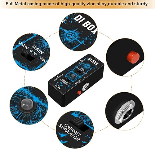 Miniatura 4 de VSN Caja pasiva de alto rendimiento DI Unidad de zumbido Eliminador de zumbido 1/4 instrumento Caja directa a equilibrado y desequilibrado XLR Mini