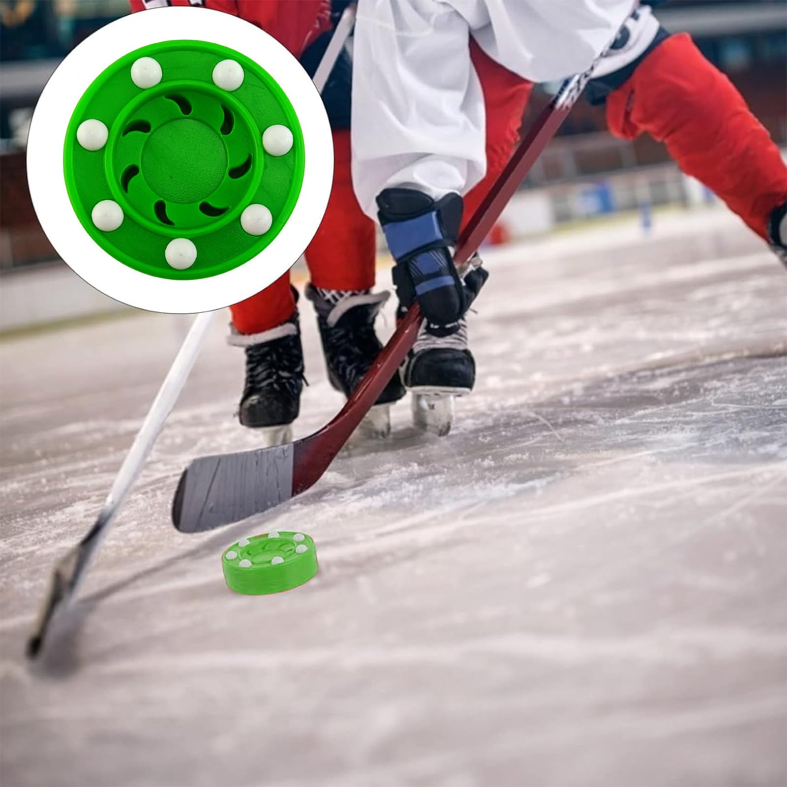 Kiuiom Hockey sur roulettes pour Entraînement,Roller Hockey Jeu Entraînement,Roues De Hockey en Ligne,Palet Hockey en Plein Air À roulettes,Hockey sur Glace Jouets,Vert