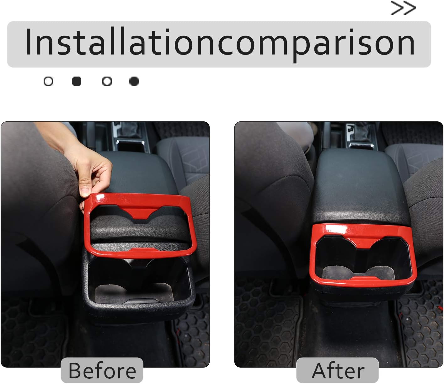 Car ABS Inner Rear Row Cup Holder Trim Panel Stickers,Fit for Tacoma 2016 2017 2018 2019 2020 2021 2022 2023,Rear Row Cup Holder Protective Panel Stickers Accessories (Red)
